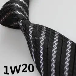 2018 жаккард галстук Последние Стиль уникальный Для мужчин галстук черный/серебристый/белый полосатый Дизайн Для мужчин платье галстук и