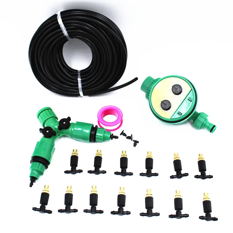 

20m/30m/40m Y Hose Splitter Watering kits With Water Timer Adjustable Misting Sprikler For Garden Bonsai Flower Irrigation