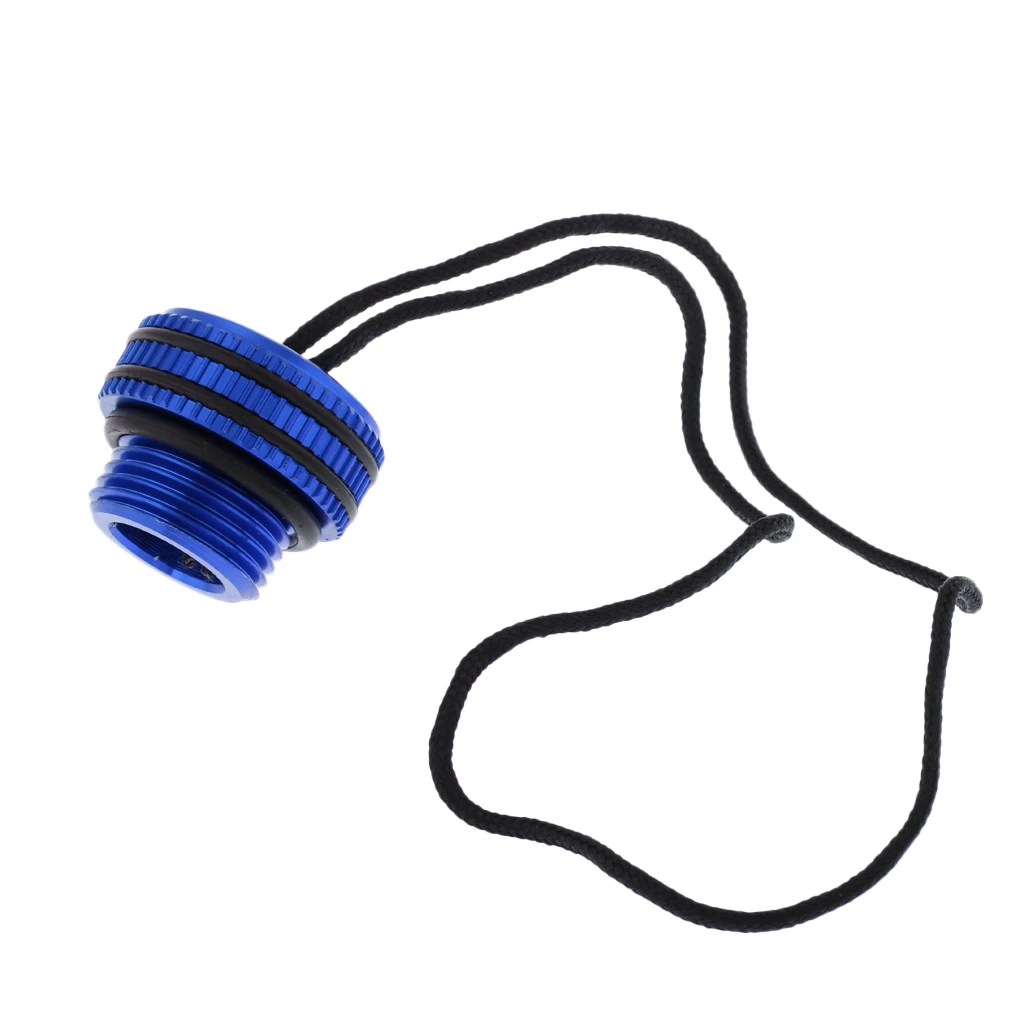 Aluminum Alloy Scuba Diving Dive Tank Valve Threaded Dust Plug  Cover Tank Protection with Attachment Lanyard Accessories
