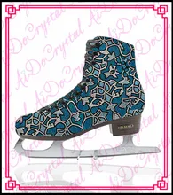 Aidocrystal hot sale print pattern blue crystal figure skating ice shoes