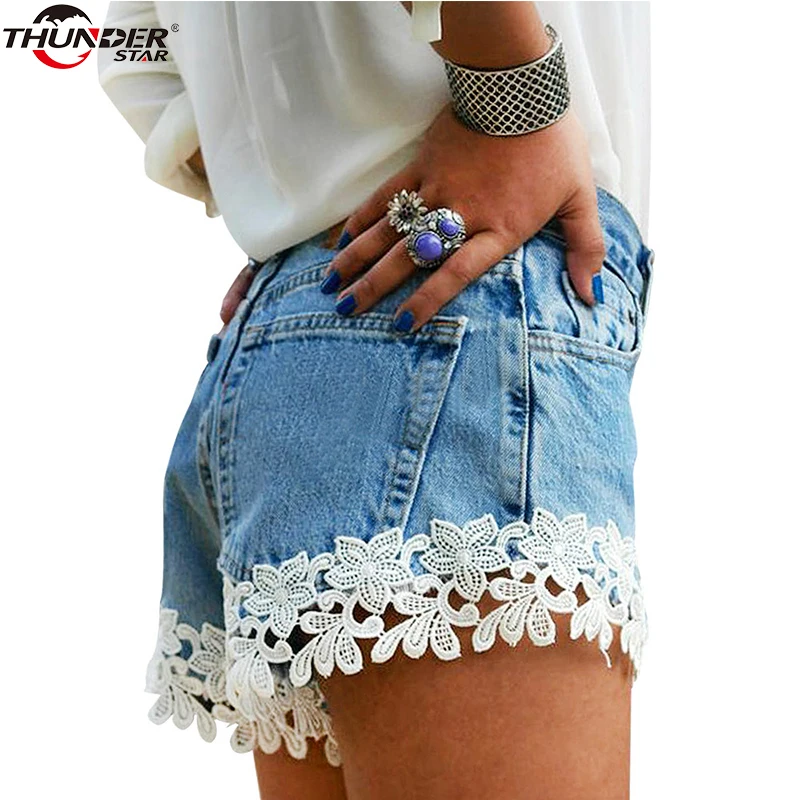 Caliente pantalones cortos de verano de 2018 las mujeres Beach Resort Vintage pantalones vaqueros rasgados de la calle Denim Shorts informales para mujer Pantalones cortos Vaqueros - AliExpress de mujer