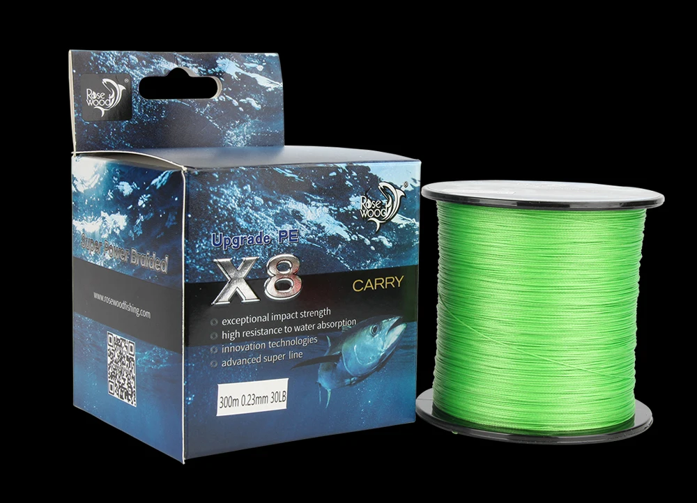 RoseWood New Braided Fishing Line 300M 8 Strands Ultra Strong Superline Braid Fishing Line 12LB-65LB Sea Ocean Smooth Casting