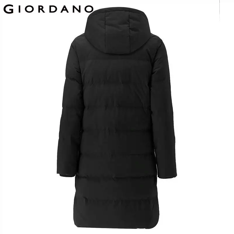 Giordano женский пуховик с длинным подолом из натурального утиного пуха со съёмным