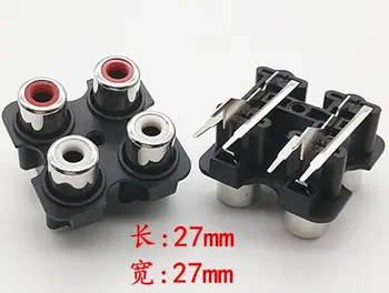 

10pcs/lot RCA socket 4P multichannel audio signal input socket 4-hole lotus socket 4-position lotus socket connector