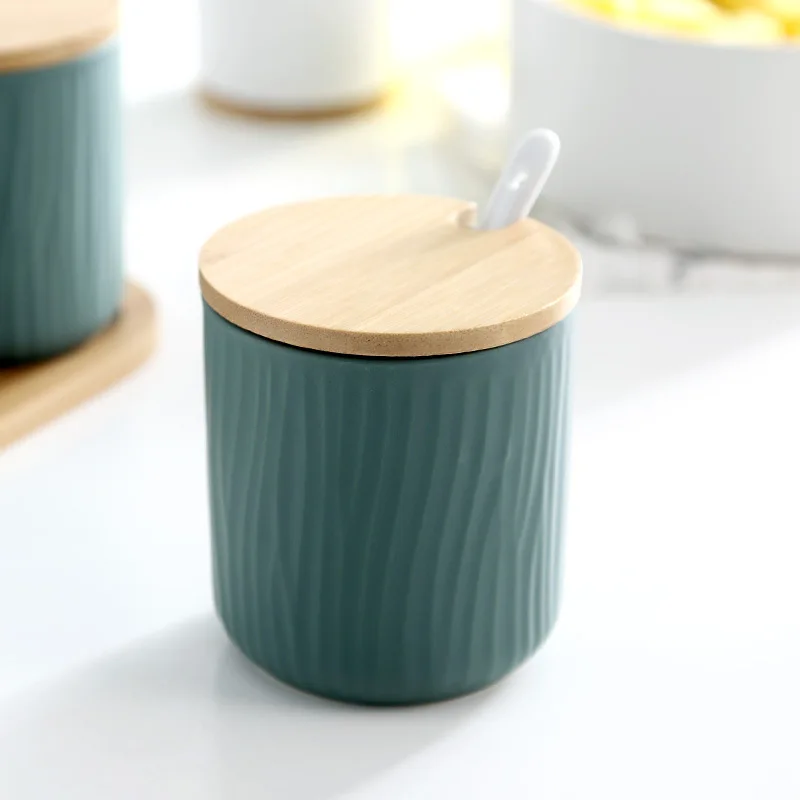 Nordic Household Ceramic Spice Rack Salt and Pepper Seasoning Jar Kitchen Storage Bottle Set Combination