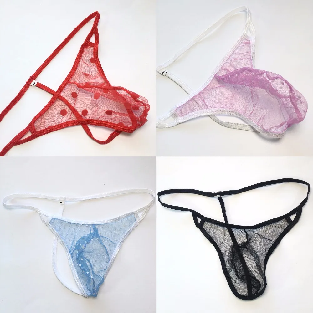 

G4449 Mens Sexy String Pouch Thong G-string back C-thru Mesh