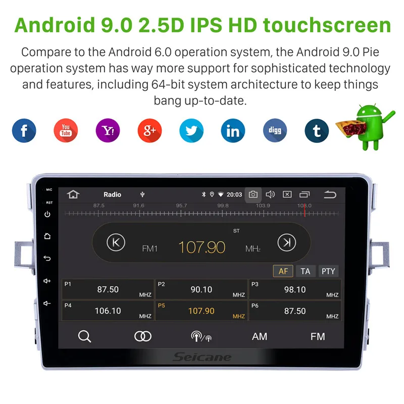 Seicane Android 9,0 gps Автомобильный мультимедийный плеер для Toyota Verso 2011- с Carplay wifi USB AUX поддержка зеркального соединения OBD2 SWC