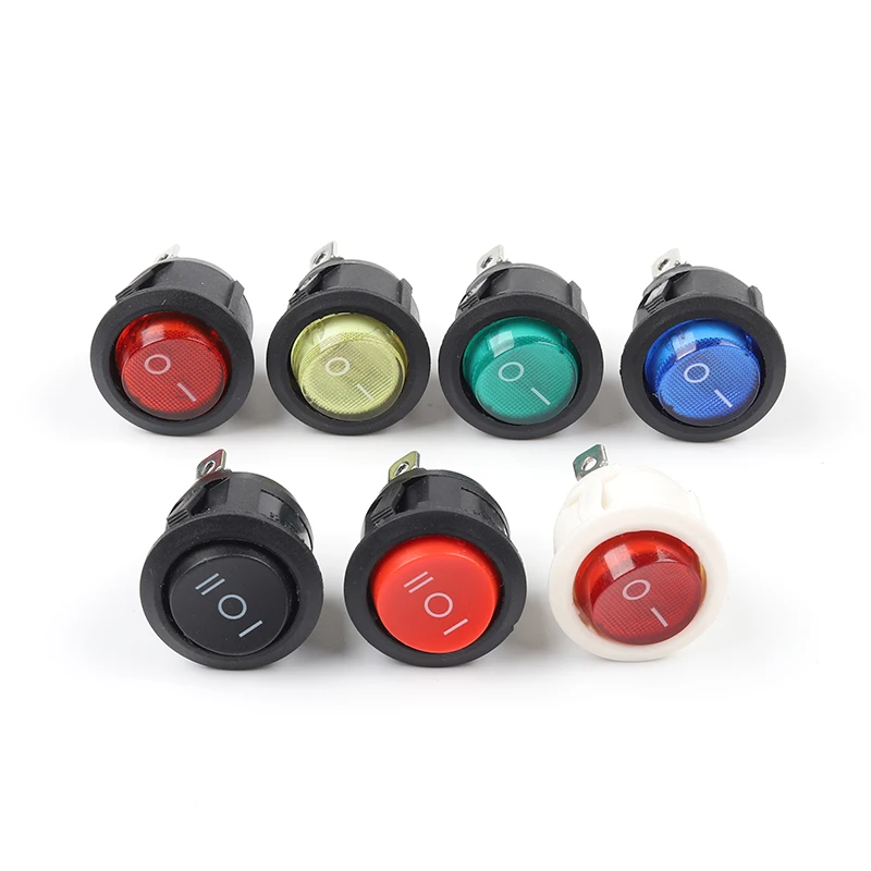 

5 pcs KCD1 Round Rocker Switch 2/3Pin ON-OFF/ON-OFF-ON Position Power Switch with Light 23MM 6A/250VAC 10A/125VAC DIY YOU