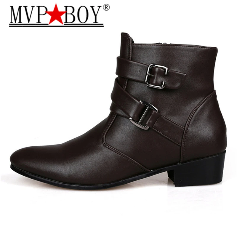 mens leather boots with buckles