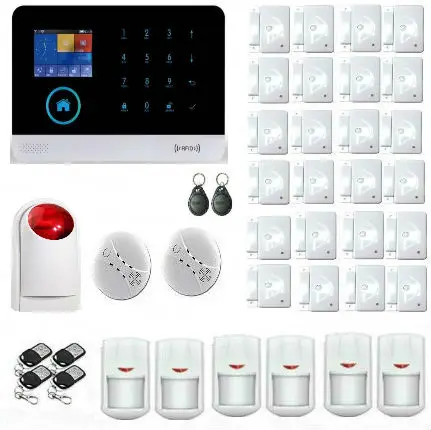 Yobang Security Touch Keypad Wireless SMS WIFI Home GSM Alarm System Smoke Detector Motion Sensor Magnetic Door Alarm Kits