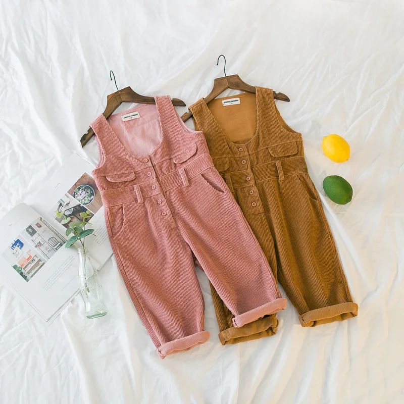 Hot selling autumn kids child 2018 clothes children overall pants for boys trousers girls corduroy pants jumpsuit for girls kids (2)