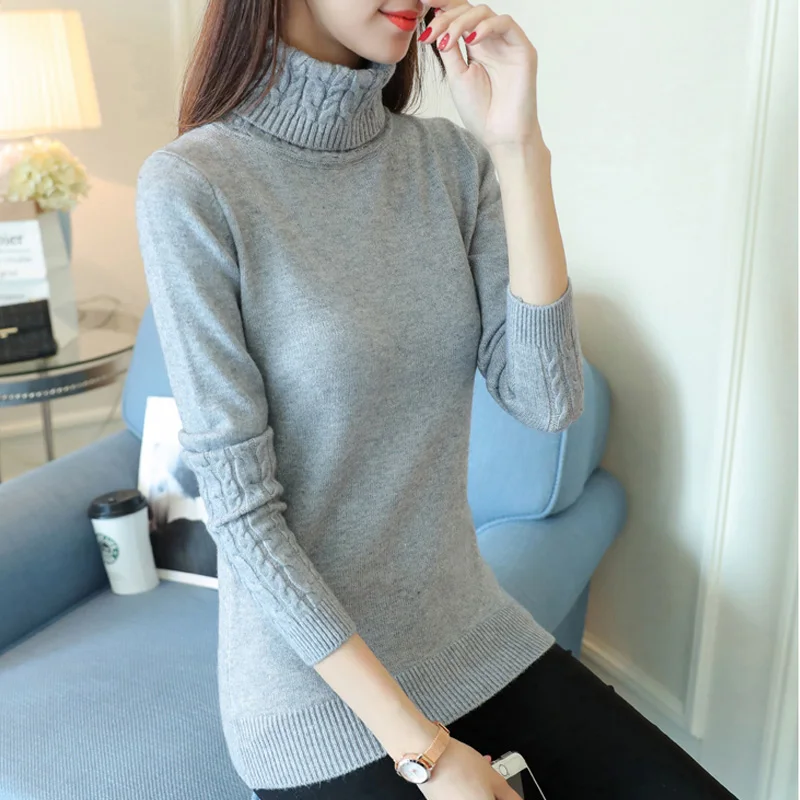 

Sweater Female 2019 Autumn Winter Turtleneck Cashmere Knitted Women Sweater And Pullover Female Tricot Jumper Pull Femme SW0001