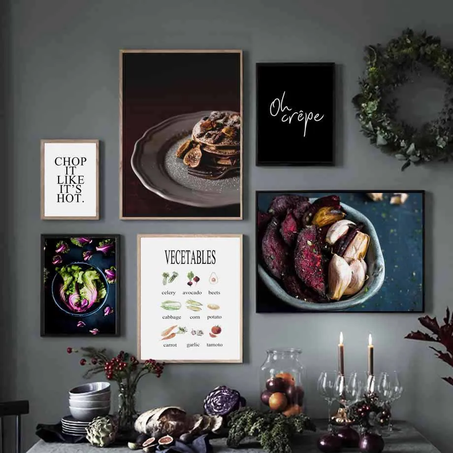 Chocolate Vegetables Quotes Wall Art Canvas Painting Nordic Posters And Prints Wall Pictures For Living Room Restaurant Decor