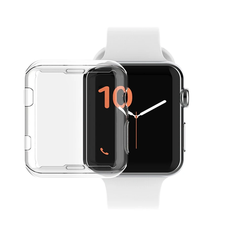 

For Apple Watch 40 44 42 38 MM Series 4 Series 3 2 1 Screen Protector TPU Watch Case Silicone Cover Protective Soft Transparent