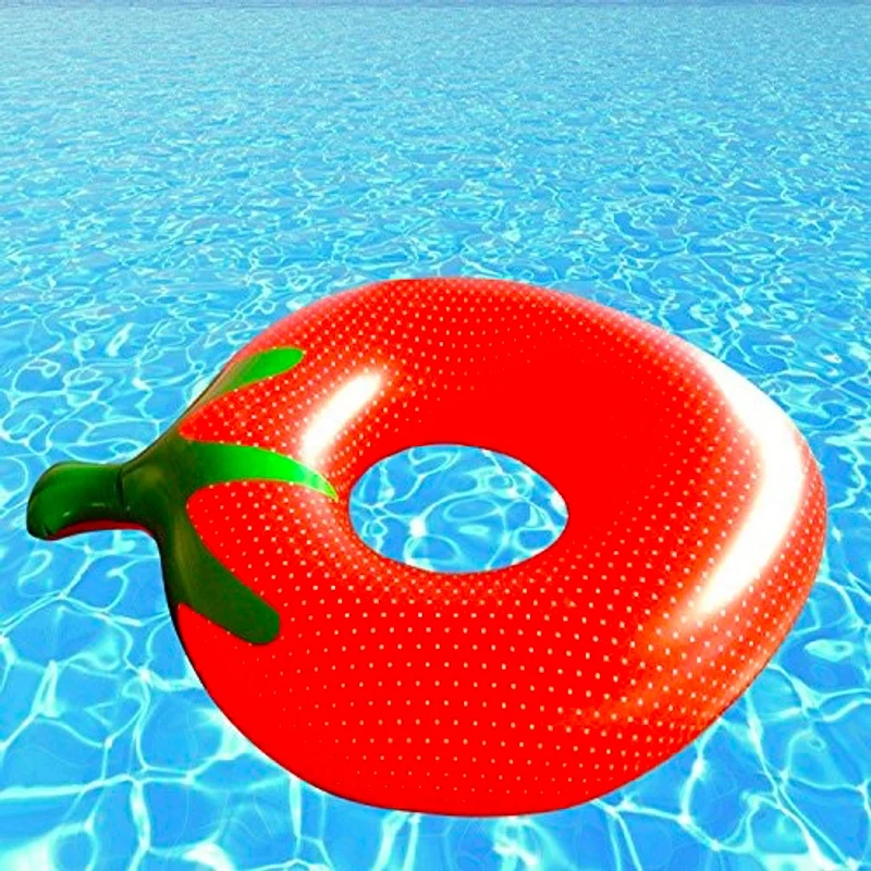 Giant Inflatable Stawberry Swimming Ring Eco friendly PVC Donut Circle Pool Float For Adult And Children Party Toys Floatie