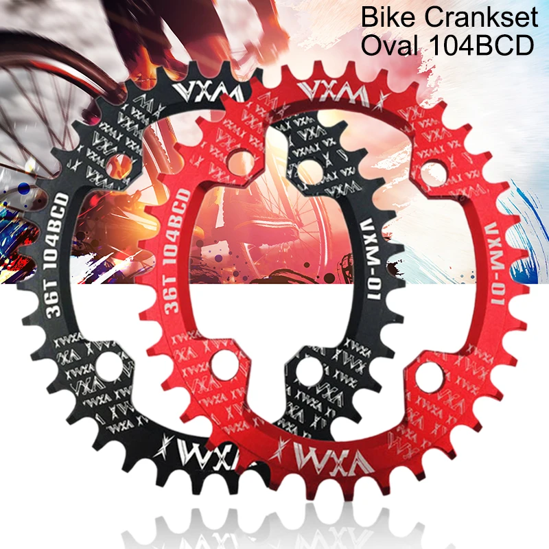 Велосипед vxm Crank 104BCD круглый Овальный 32 T 34 T 36 T 38 T цепь узкая широкая MTB дорожный велосипед одна кривошипная система со звездочкой черный/красный