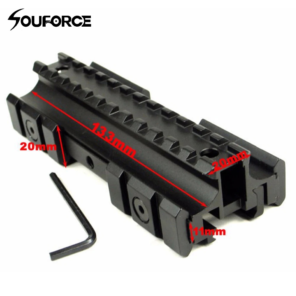 

100% GOOD Tri-rail Flat Top Rifle Scope Mount Picatinny Weaver Rail 11mm/22mm Hunting Free Shipping