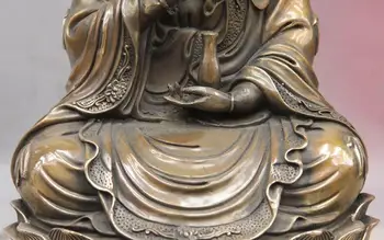 

China Bronze Copper Buddhism Kwan-yin Guanyin Buddha Willow Vase Bottle Statue