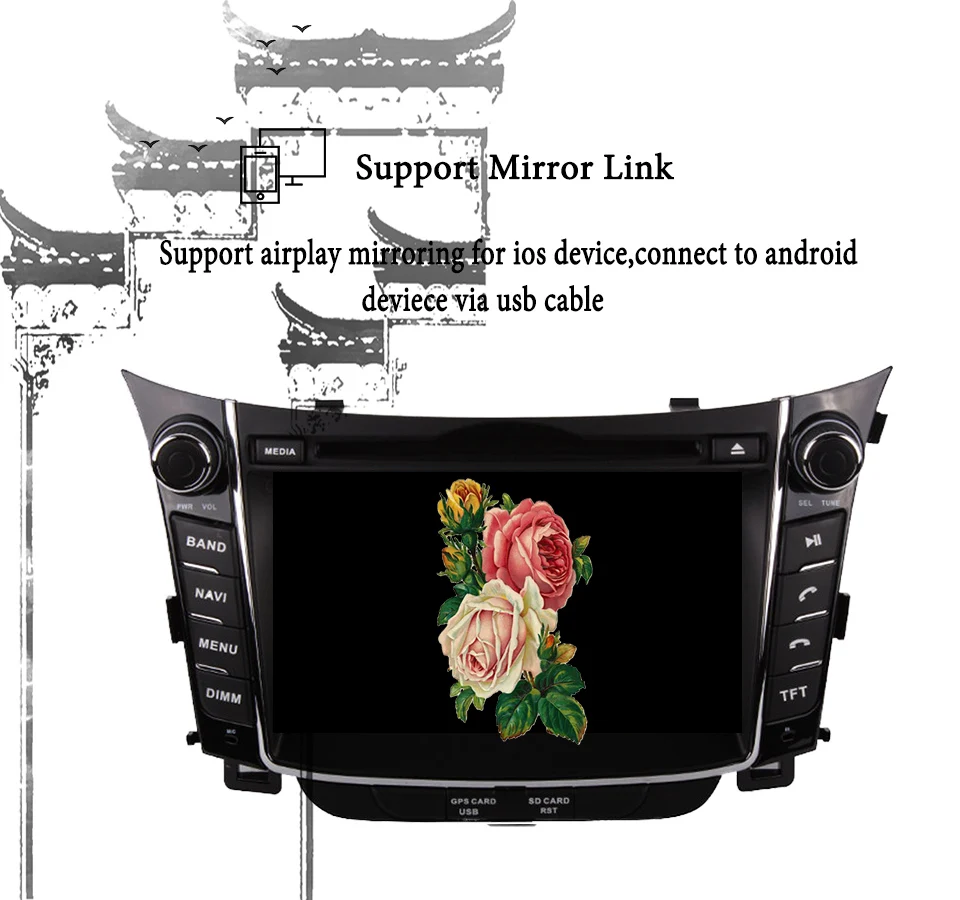 Flash Deal 7" 1024*600 HD IPS Android 9.0 8core Car dvd video Player head unit gps glonass stereo For Hyundai I30 2012-2016 4G Lte dab rds 3