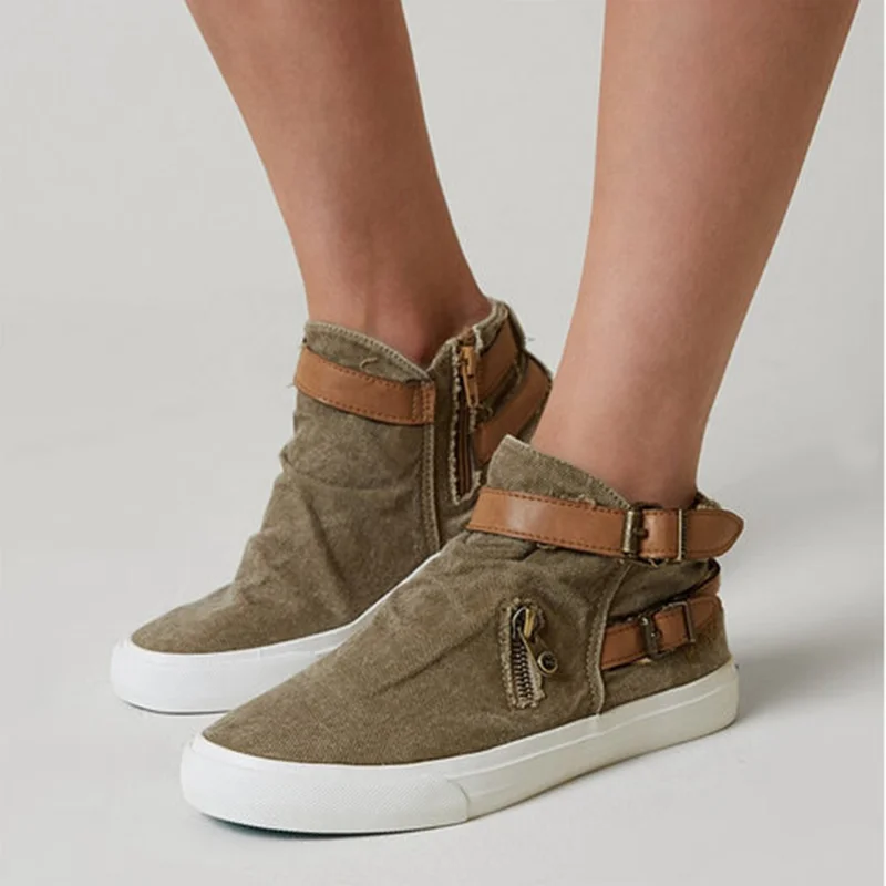 

Oeak Women Vulcanize Shoes Comfort Canvas Outdoor Shoes Ladies Belt Flat 2019 Casual Shoes Fashion Retro Sneakers Plus Size 43