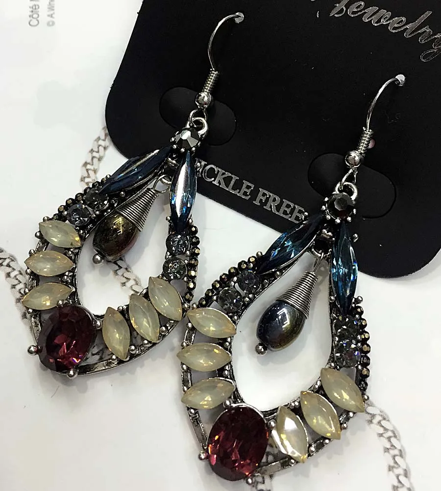 Opalescence Plun Vetro Blu Moda Orecchini Lunghi Gioielli Moda Donna Nuovo Arrivo Metallo Con Gemme Stud Per Donne Ragazze E971