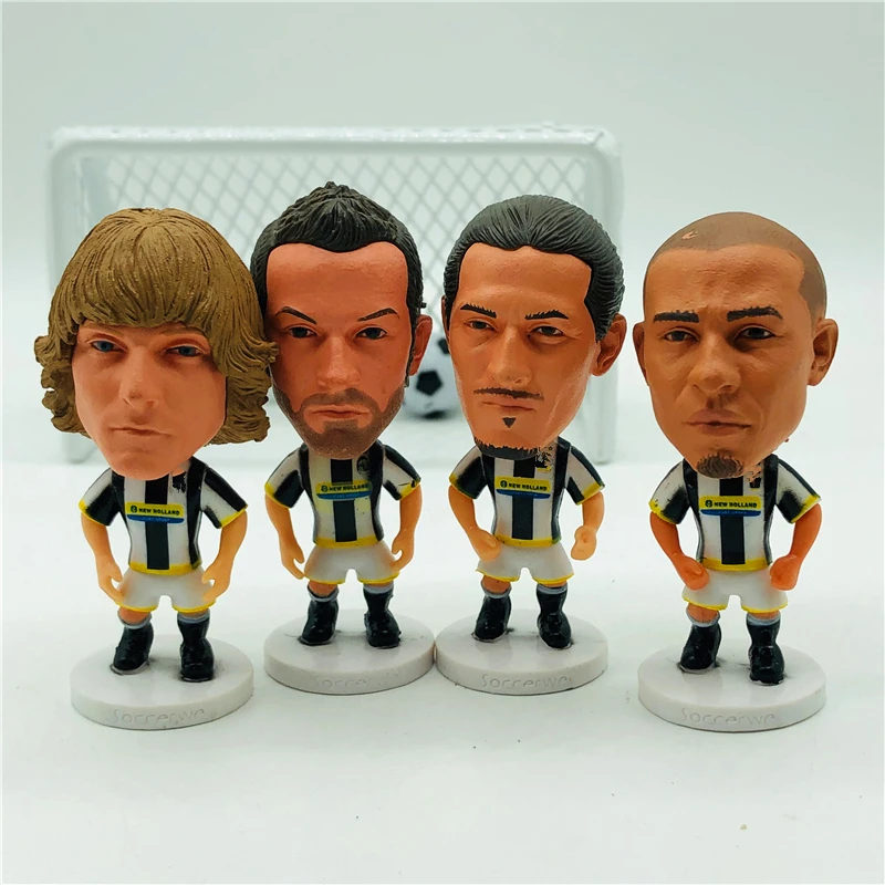 

4pcs/set Soccerwe Cartoon League Soccer Star Dolls Souvenir JUV# Del Piero Pavel Mauro Trezeguet Henry Figurines Statues