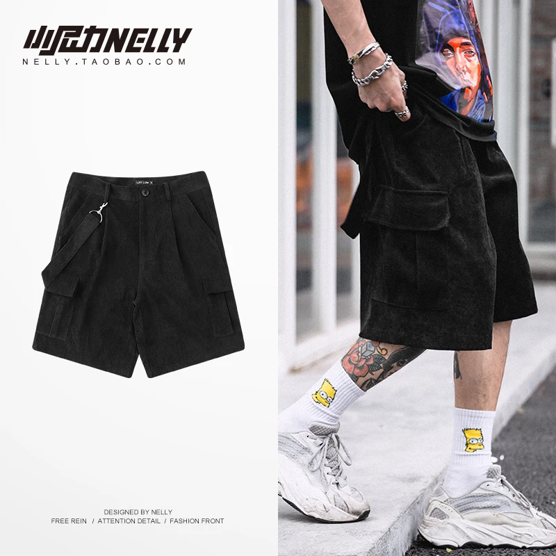 NELLY 2019 летние английские повседневные мужские шорты Jogger ленты карманные тактические шорты хип хоп High Street Harajuku шорты