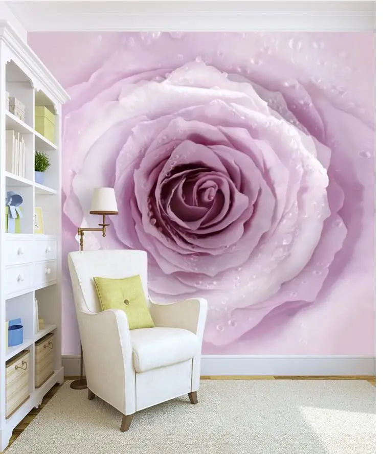 3d壁の壁画壁紙シンプルな紫ピンク背景の壁の3dカスタマイズされた壁紙花の壁紙 Aliexpress