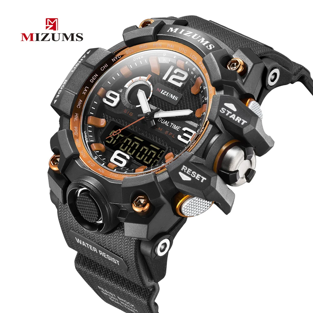 Цена Роскошные брендовые Mizums цифровые часы мужские водостойкие S Shock Horloges спортивные мужские s кварцевые часы светодио дный светодиодные военные...