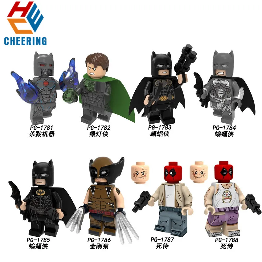 

Single Sales Super Heroes Figures Deadpool Wolverine Killing Machine Green Lantern Batman Building Blocks For Toys Kids PG8204