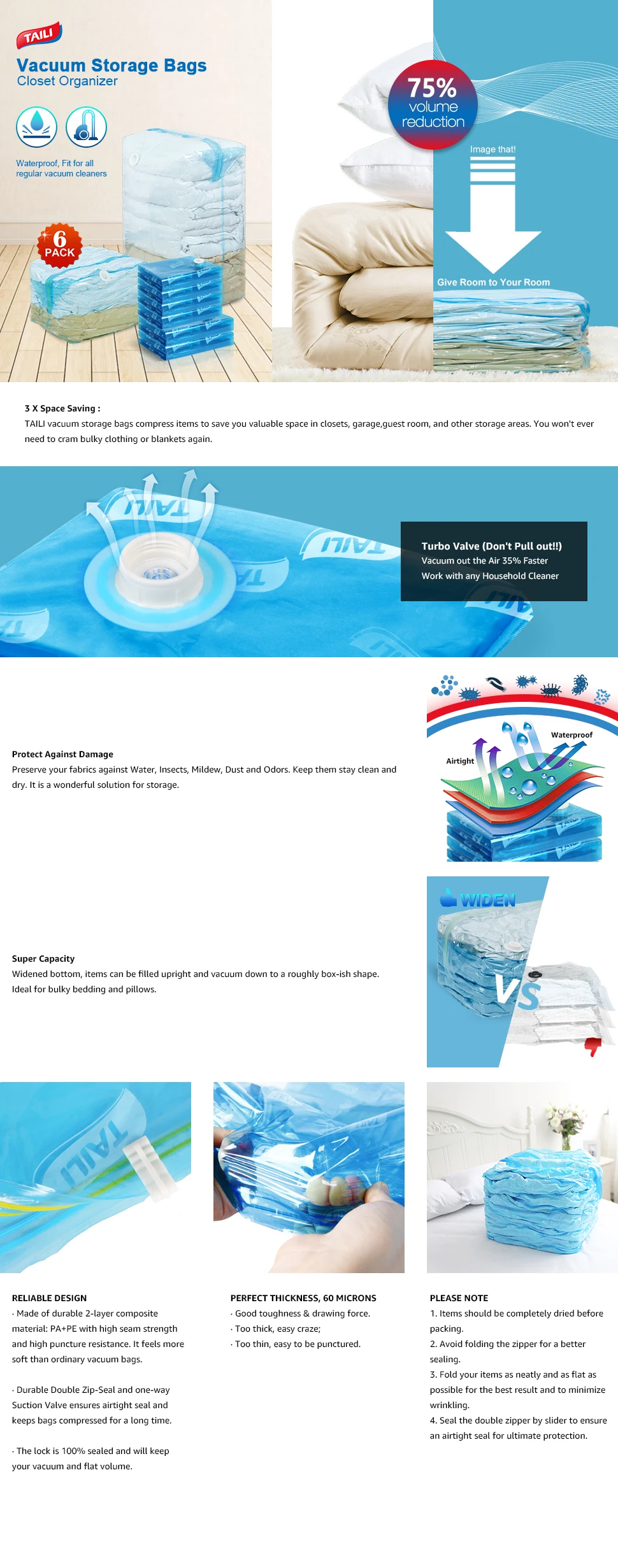 2020 Three Dimensional Vacuum Bags For Quilt Clothes Cube Space Saver