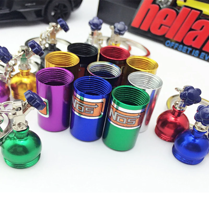 

2019 New NOS Turbo Nitrogen Bottle Metal Keychain Key Ring Holder Car Keychain Pendant Jewelry For Women Men Unique Mini Keyring