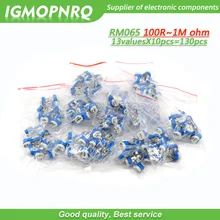 13valuesX10pcs = 130pcs Обрезка потенциометра RM-065 100ohm-1Mohm(101-105) RM065 переменные резисторы компонентный комплект RM065-103