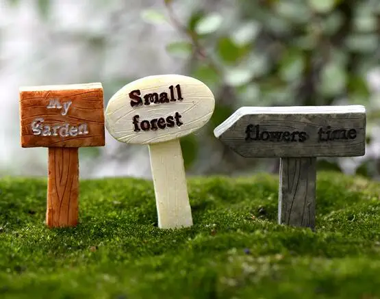 

100 pcs Resin Crafts sign board signboard miniatures fairy garden gnome moss terrarium decor bonsai Figurines Micro Landscape