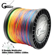 Sedal trenzado supermulticolor de alta resistencia, 9 hebras, 300m, 500m, 1000m, 1500m, hilo de pescar de PE trenzado, 20LB-200LB