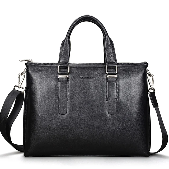Портфель из натуральной коровьей кожи, мужские сумки через плечо, высокое качество, мужской портфель, сумка, деловая сумка для мужчин, мужская сумка - Цвет: black