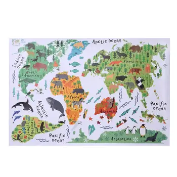 

ALLOYSEED Colorful Animal World Map Wall Sticker Removable PVC Wallpaper Children Bedroom Decals Nursery Posters Home Decoration