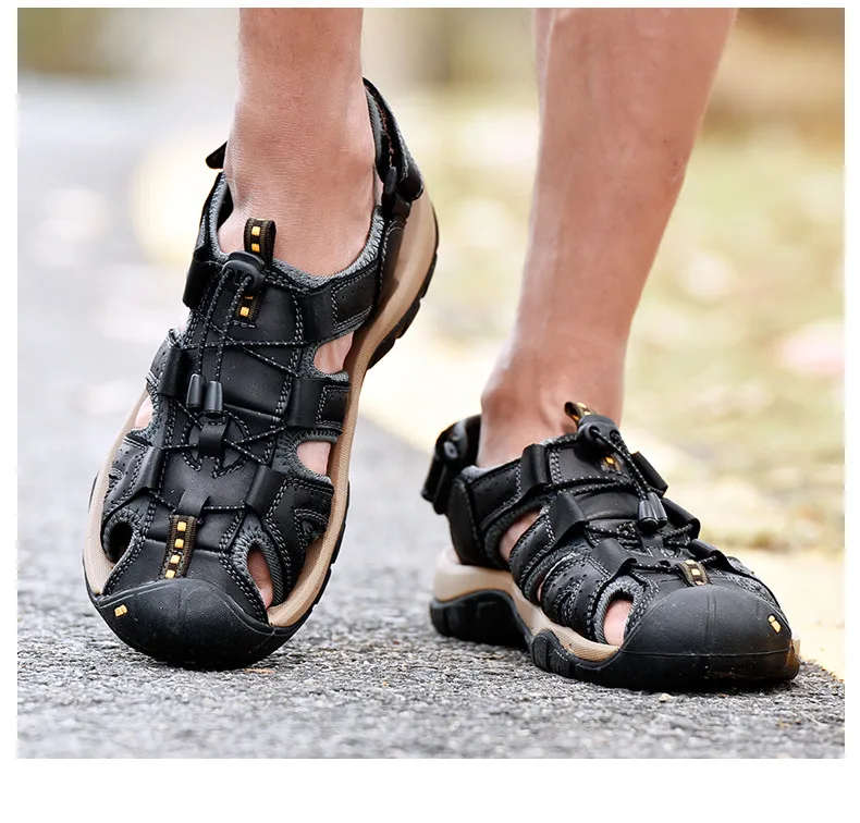 Летние мужские римские сандалии из натуральной кожи; сетчатые Мягкие Летние повседневные туфли в рыбацком стиле; мужские