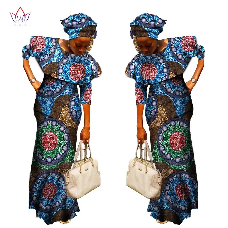 2019 Анкара новая традиционная базенская riche африканская Женская одежда с круглым вырезом Дашики хлопок длинное платье плюс размер Дамская