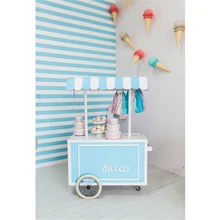 Laeacco Sweets Cake Ice Cream Cart House Baby Children Birthday Scene Photography Background Photographic Photo Backdrop Studio 