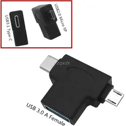 USB OTG адаптер 2 в 1 USB 3,0 Micro USB OTG адаптер Тип C конвертер USB для C адаптер телефонах Android Z17 Прямая поставка