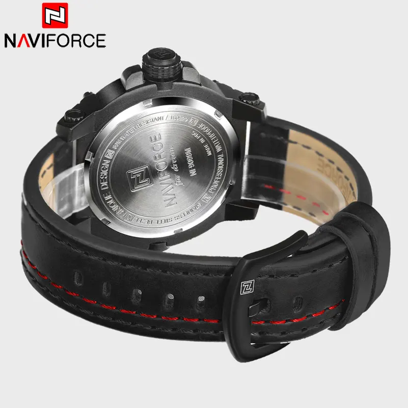 NAVIFORCE Брендовые Часы мужские кварцевые часы кожаные модные Авто Дата наручные
