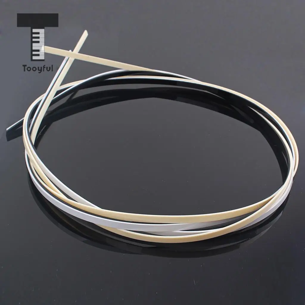 Tooyful 3 Pieces Plastic Binding Purfling Strips Edge Trim Inlay for Guitar/Electric Bass DIY Accessory Black+White+Cream