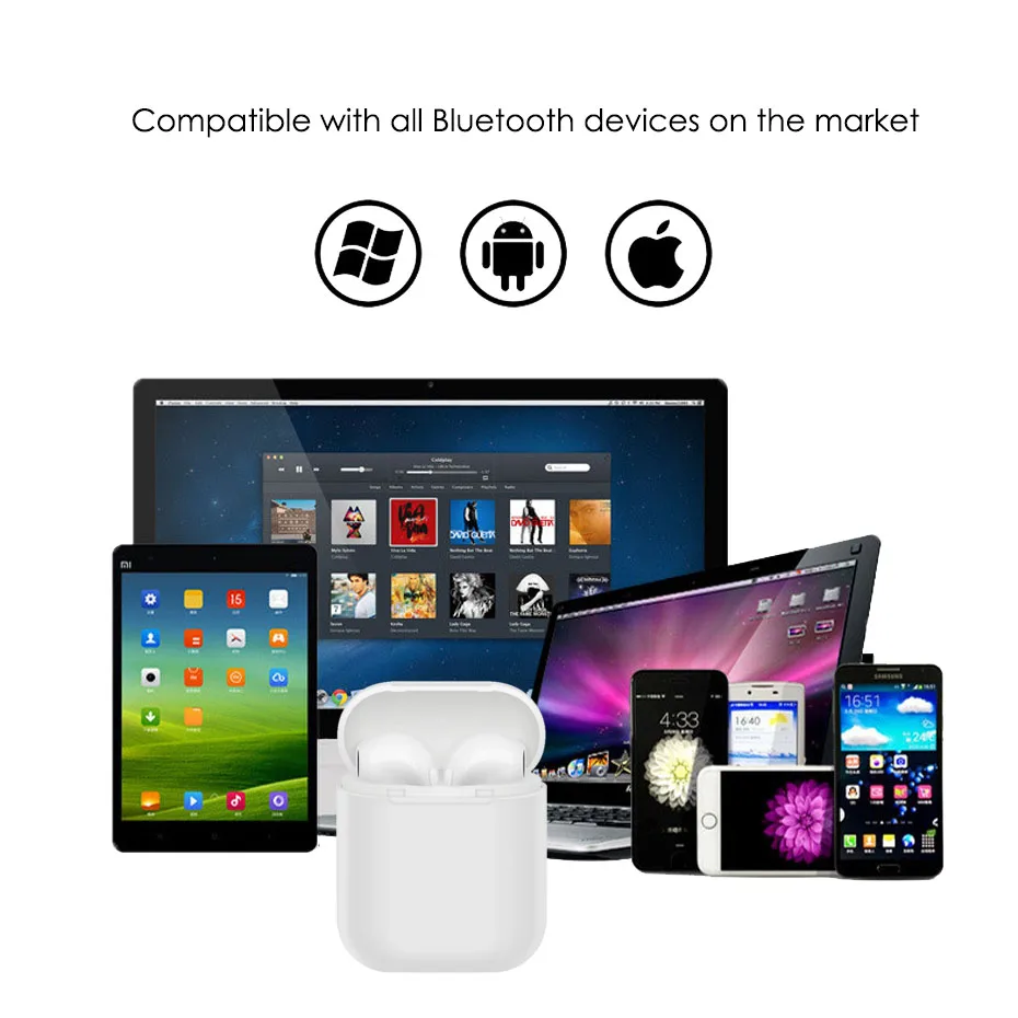  i10 MAX Bluetooth Earphones Stereo Bass Wireless Headset Bluetooth 5.0 Earbud with Charging Box Mic - 33003929336