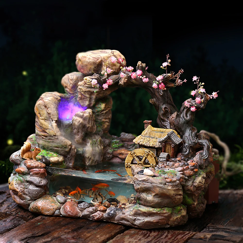 Rockery садовый фонтан, украшения для воды, креативный Домашний Настольный аквариум для воды, Офисная стойка для воды, счастливые украшения