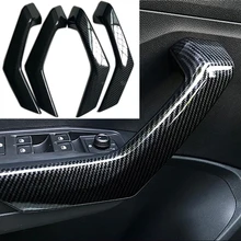 ABS Carbon fiber Car Interior Door Handle Cover Trim Door Bowl Stickers decoration 4PCS For Volkswagen VW T-Roc TROC