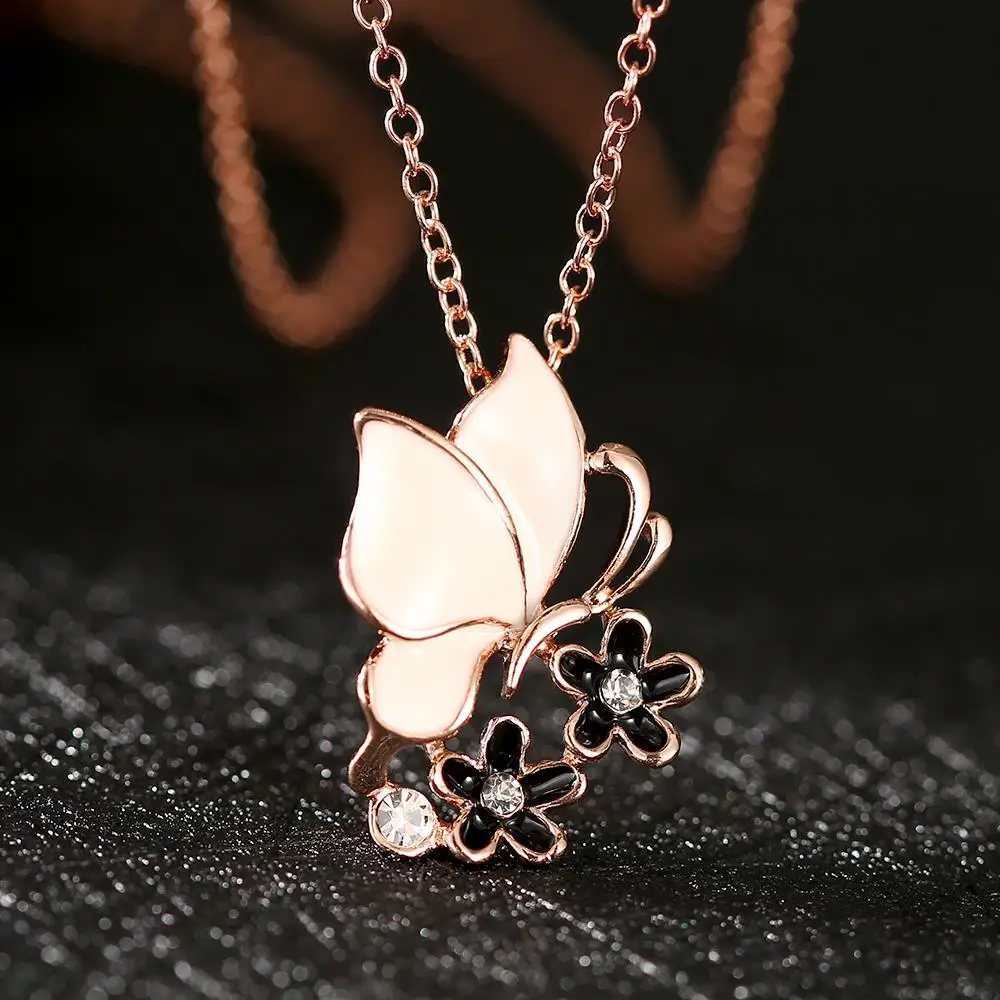 N696 WholesaleNickle Free Anti-allergic18K Real Gold Plated Fashion Butterfly Elegant Necklace