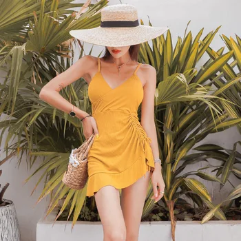 

One-Piece Swimsuits Bikinis Female 2019 Swimsuit Fused Swimwear For Women One Piece New Pictures Skirt White String Solid