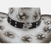 Женская и Мужская Западная ковбойская шляпа с орлом кожаный ремешок ручной работы плетеная Солома Пляжная церковная сомбреро папа шляпа размер 58 см