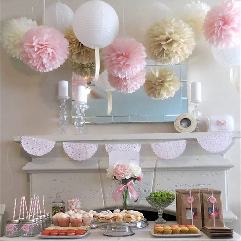 

8inch 20cm Pompon Tissue Paper Pom Poms Flower Balls for Wedding Room Decoration Birthday Party Supplies DIYCraft Paper Flower